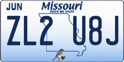 MO license plate ZL2U8J
