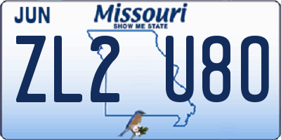 MO license plate ZL2U8O