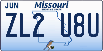 MO license plate ZL2U8U