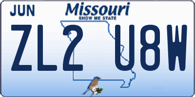 MO license plate ZL2U8W