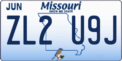 MO license plate ZL2U9J