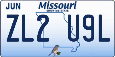 MO license plate ZL2U9L