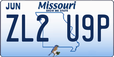 MO license plate ZL2U9P