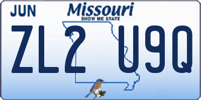 MO license plate ZL2U9Q