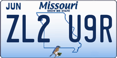 MO license plate ZL2U9R