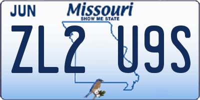 MO license plate ZL2U9S