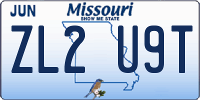 MO license plate ZL2U9T
