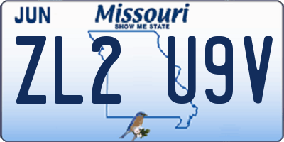MO license plate ZL2U9V