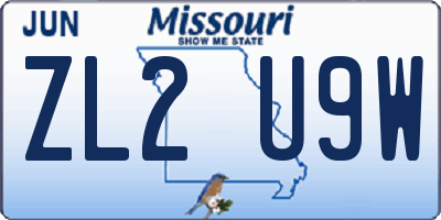 MO license plate ZL2U9W