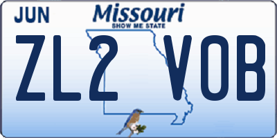 MO license plate ZL2V0B