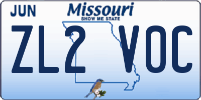 MO license plate ZL2V0C