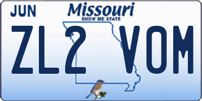 MO license plate ZL2V0M