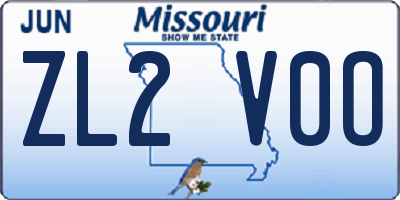 MO license plate ZL2V0O
