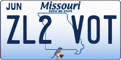 MO license plate ZL2V0T