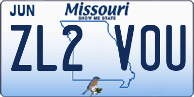 MO license plate ZL2V0U