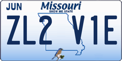 MO license plate ZL2V1E