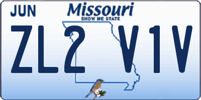 MO license plate ZL2V1V