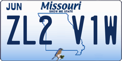 MO license plate ZL2V1W