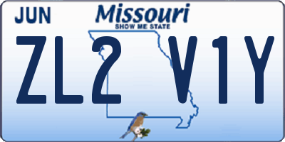 MO license plate ZL2V1Y