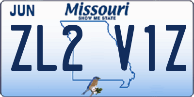 MO license plate ZL2V1Z