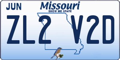 MO license plate ZL2V2D