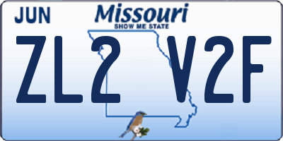 MO license plate ZL2V2F