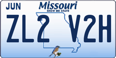 MO license plate ZL2V2H