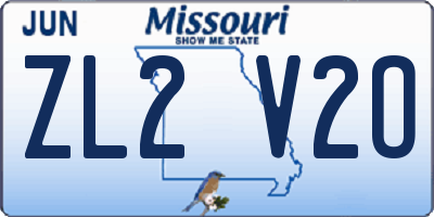 MO license plate ZL2V2O