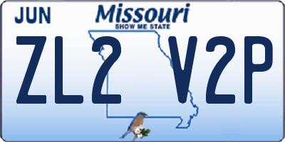 MO license plate ZL2V2P