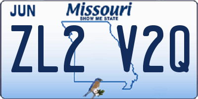 MO license plate ZL2V2Q