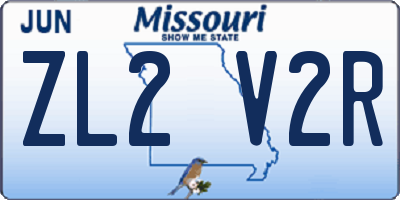 MO license plate ZL2V2R
