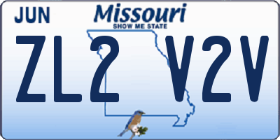 MO license plate ZL2V2V