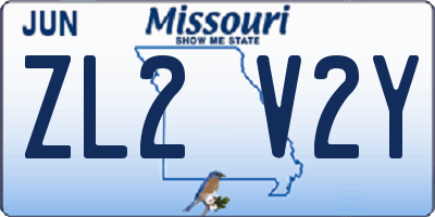 MO license plate ZL2V2Y