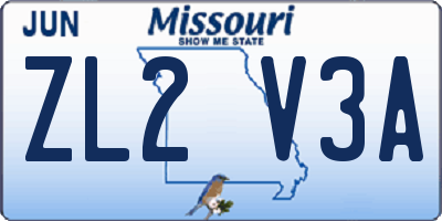 MO license plate ZL2V3A
