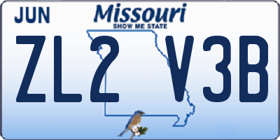 MO license plate ZL2V3B