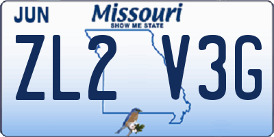 MO license plate ZL2V3G