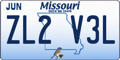 MO license plate ZL2V3L