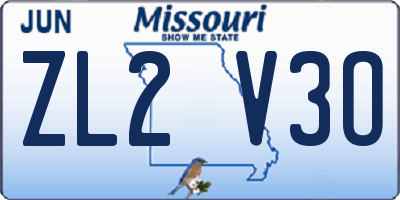 MO license plate ZL2V3O
