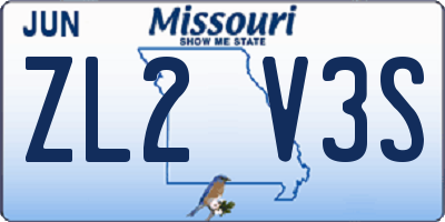 MO license plate ZL2V3S