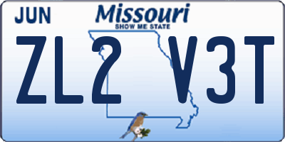 MO license plate ZL2V3T