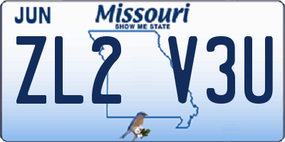 MO license plate ZL2V3U