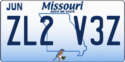 MO license plate ZL2V3Z