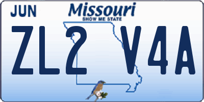 MO license plate ZL2V4A