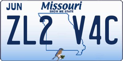 MO license plate ZL2V4C