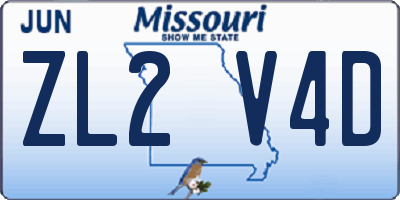 MO license plate ZL2V4D
