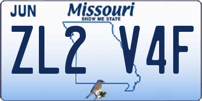 MO license plate ZL2V4F