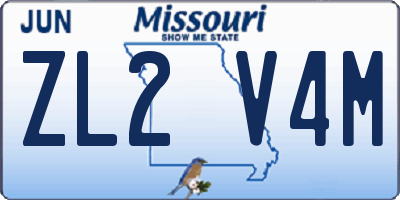 MO license plate ZL2V4M