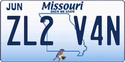 MO license plate ZL2V4N