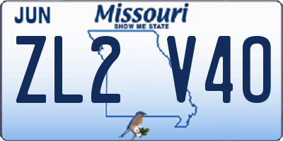 MO license plate ZL2V4O