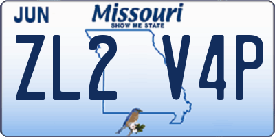 MO license plate ZL2V4P